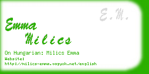 emma milics business card